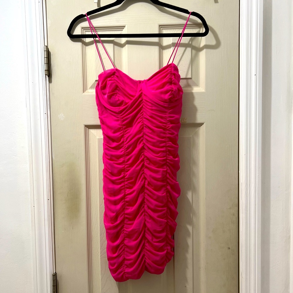 Hot pink Zara corset dress